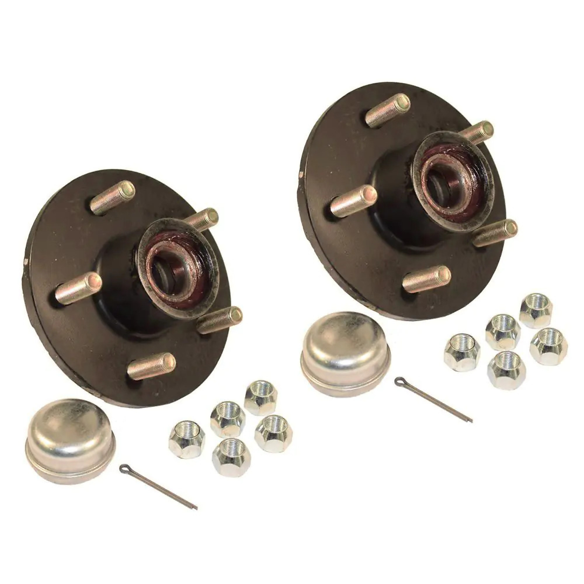 Rigid Hitch, Pre-Greased 5-Bolt Trailer Hub Assembly for 3500 lb Axles - Pair, 5-Bolt on 4-1/2 inch Bolt Circle, 1750 lbs Capacity designed for 1-3/8" to 1-1/16" Tapered Spindles, Model# RHI-H-1000-PG&#